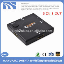 Interruptor 3x1hdmi del OEM 1080p Hdmi de la alta calidad, caja de interruptor del hdmi 3 entradas 1 salidas